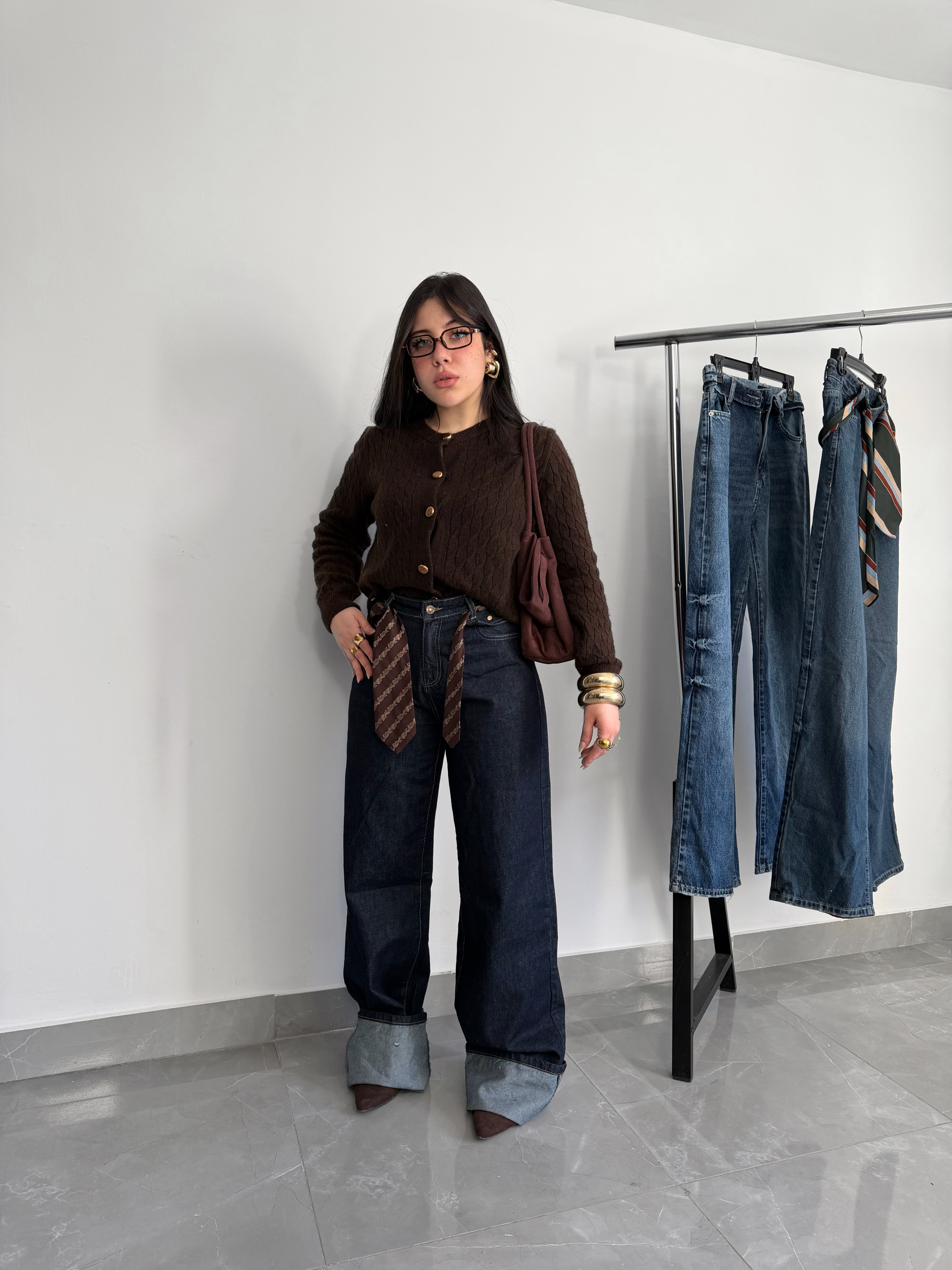 Wide leg dark blue