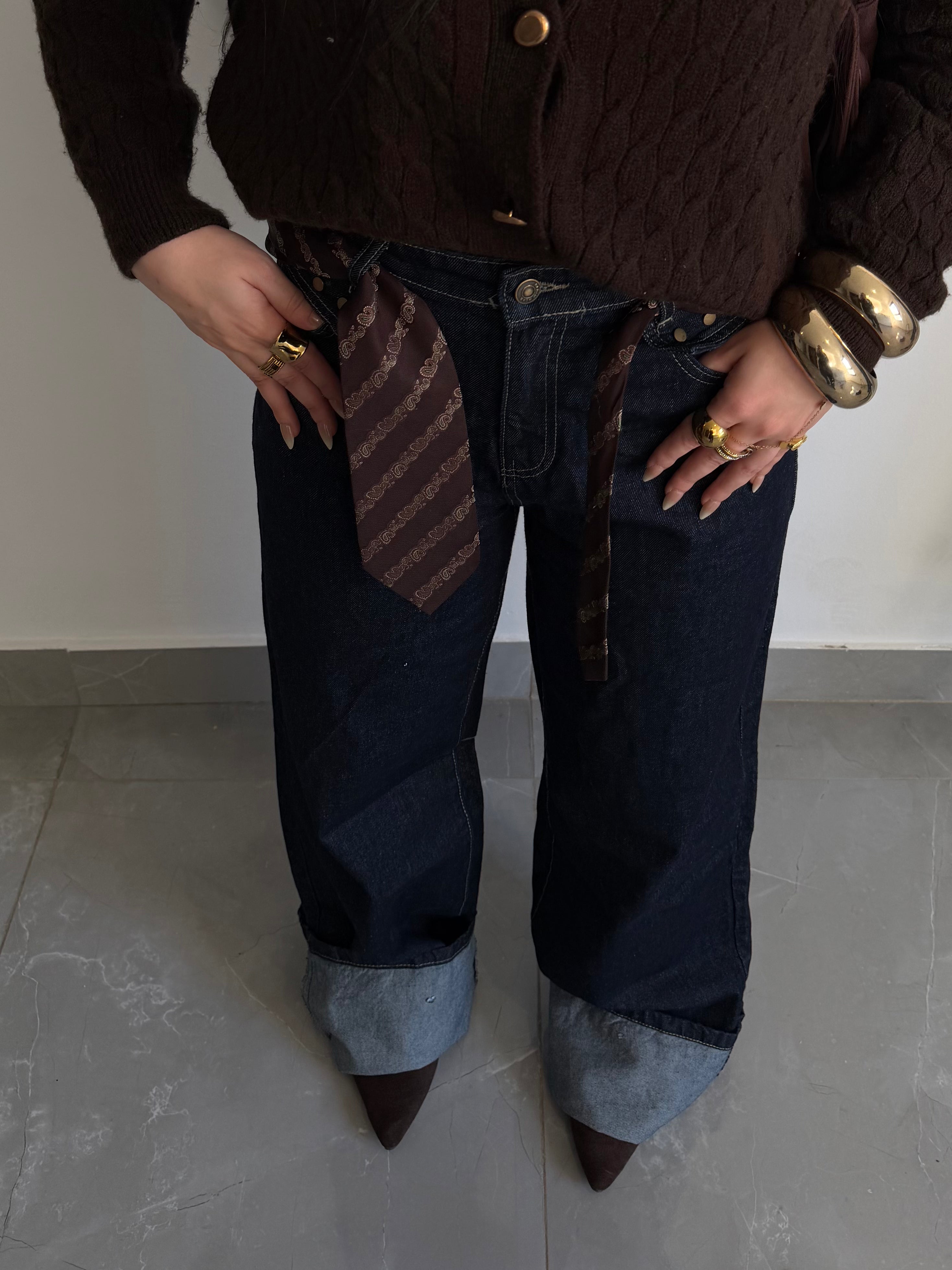 Wide leg dark blue
